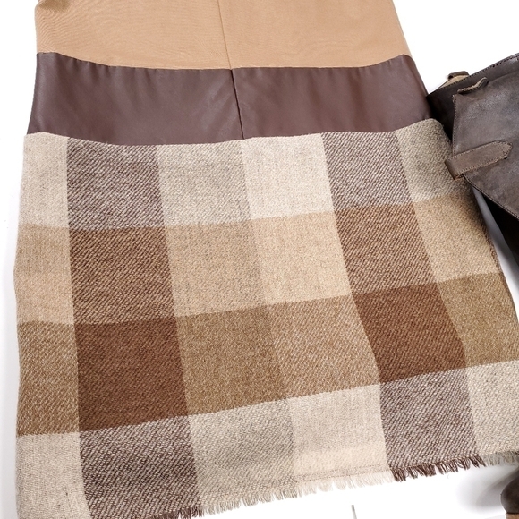 Sara Campbell Tan Beige Brown Colorblock Plaid Dress Sz Xs - Picture 3 of 12